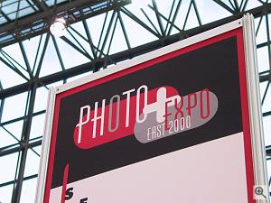 The PhotoPlus Expo East logo - there was no fancy sign outside the show, but the spectacular Jacob Javits convention center architecture made up for it... Copyright (c) 2000, Michael R. Tomkins, all rights reserved. Click for a bigger picture!
