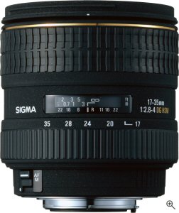 Sigma's AF 17-35mm F2.8-4 EX DG ASPHERICAL / HSM lens. Courtesy of Sigma, with modifications by Michael R. Tomkins. Click for a bigger picture!