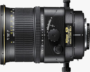 Nikon's PC-E Micro Nikkor 45mm f/2.8D ED lens. Courtesy of Nikon, with modifications by Michael R. Tomkins. Click for a bigger picture!
