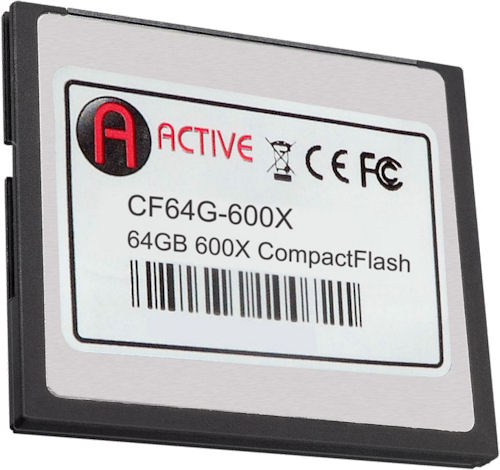 Active Media Products' 64GB 600x Pro series CF card. Photo provided by Active Media Products Ltd. Click for a bigger picture!