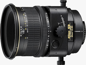 Nikon's PC-E Micro Nikkor 85mm f/2.8D lens. Courtesy of Nikon, with modifications by Michael R. Tomkins. Click for a bigger picture!