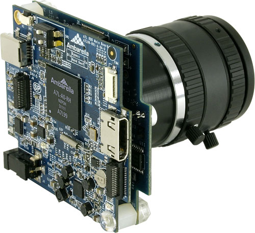 Ambarella's new reference design, based around the A7L system-on-chip. Photo provided by Ambarella Inc. Click for a bigger picture!
