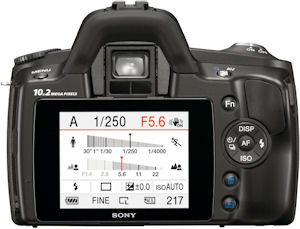 Sony's Alpha DSLR-A230 digital SLR. Photo provided by Sony Electronics Inc. Click for a bigger picture!