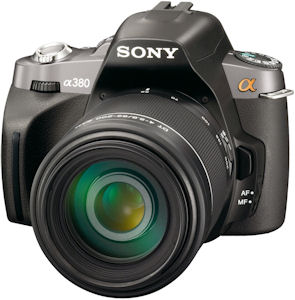 Sony's Alpha DSLR-A380 digital SLR. Photo provided by Sony Electronics Inc. Click for a bigger picture!