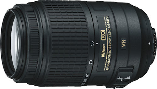 Nikon's AF-S DX NIKKOR 55-300mm f/4.5-5.6G ED VR lens. Photo provided by Nikon Inc. Click for a bigger picture!