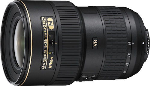 The Nikon AF-S Nikkor 16-35mm 1:4G ED lens. Photo provided by Nikon Inc. Click for a bigger picture!