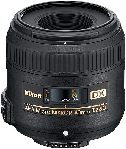 Nikon's AF-S DX Micro NIKKOR 40mm f/2.8G lens. Photo provided by Nikon Inc. Click for a bigger picture!