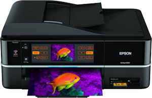 Epson's Artisan 800 all-in-one. Courtesy of Epson, with modifications by Michael R. Tomkins. Click for a bigger picture!