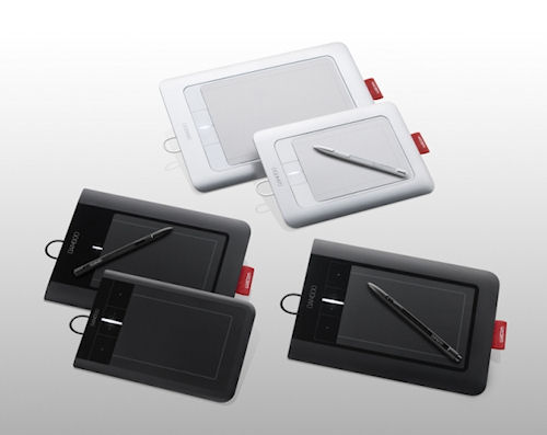 Wacom's multi-touch Bamboo tablet product family. Photo provided by Wacom. Click for a bigger picture!
