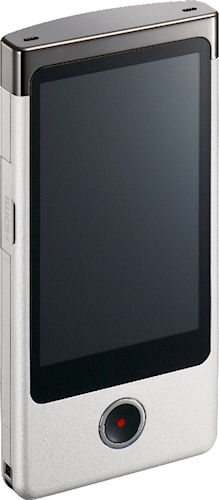 Sony's Bloggie Touch pocket video camera, front view. Photo provided by Sony Electronics Inc. Click for a bigger picture!