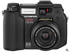 Olympus' Camedia C-5050 Zoom digital camera. Courtesy of Olympus, with modifications by Michael R. Tomkins. Click for a bigger picture
