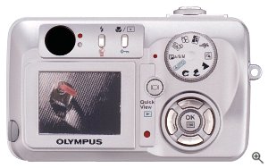 Olympus' Camedia C-50 Zoom digital camera. Courtesy of Olympus, with modifications by Michael R. Tomkins. Click for a bigger picture