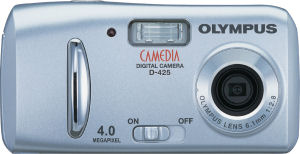 Olympus' Camedia D-425 digital camera. Courtesy of Olympus, with modifications by Michael R. Tomkins. Click for a bigger picture!