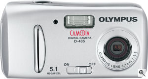 Olympus' Camedia D-435 digital camera. Courtesy of Olympus, with modifications by Michael R. Tomkins. Click for a bigger picture!