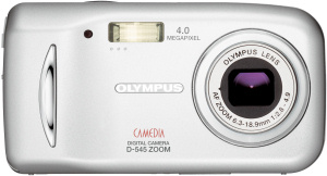 Olympus' Camedia D-545 Zoom digital camera. Courtesy of Olympus, with modifications by Michael R. Tomkins. Click for a bigger picture!