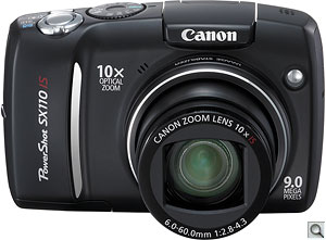 Canon PowerShot SX110 IS digital camera. Courtesy of Canon, with modifications by Zig Weidelich. Click for a bigger picture!