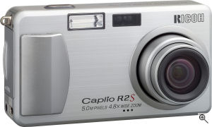 Ricoh's Caplio R2S digital camera. Courtesy of Ricoh, with modifications by Michael R. Tomkins. Click for a bigger picture!