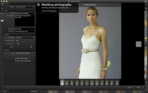 Laying out a web contact sheet in Capture One 6. Screenshot provided by Phase One A/S. Click for a bigger picture!