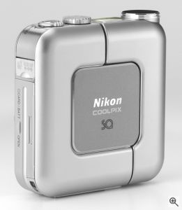 Nikon's Coolpix SQ digital camera. Courtesy of Nikon, with modifications by Michael R. Tomkins. Click for a bigger picture!