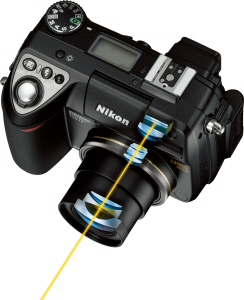 Nikon's Coolpix 8400 digital camera. Courtesy of Nikon, with modifications by Michael R. Tomkins. Click for a bigger picture!