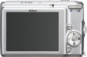 Nikon's Coolpix L15 digital camera. Courtesy of Nikon, with modifications by Michael R. Tomkins. Click for a bigger picture!