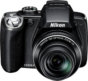 Nikon's Coolpix P80 digital camera. Courtesy of Nikon, with modifications by Michael R. Tomkins. Click for a bigger picture!