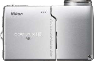 Nikon's Coolpix S10 digital camera. Courtesy of Nikon, with modifications by Michael R. Tomkins. Click for a bigger picture!