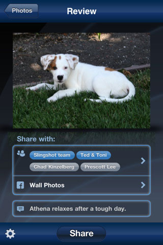 Corel Slingshot helps users share photos on Facebook. Screenshot provided by Corel Corp. Click for a bigger picture!