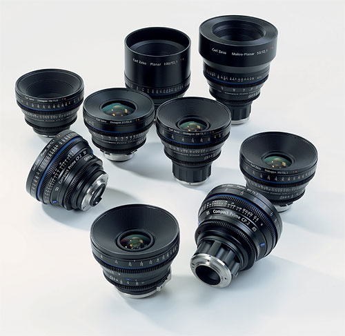 A selection of Carl Zeiss Compact Prime CP.2 lenses. Photo provided by Carl Zeiss AG. Click for a bigger picture!