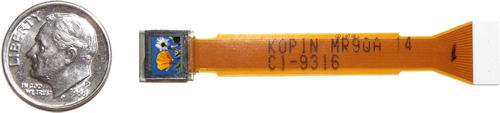 Kopin's 0.27-inch, 600 x 480 pixel LCD display. Photo provided by Kopin Corp. Click for a bigger picture!