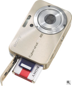 Sony's Cyber-shot DSC-N2 digital camera. Courtesy of Sony, with modifications by Michael R. Tomkins. Click for a bigger picture!