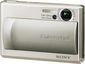 Sony Cyber-shot DSC-T1 digital camera. Courtesy of Sony, with modifications by Michael R. Tomkins. Click for a bigger picture!