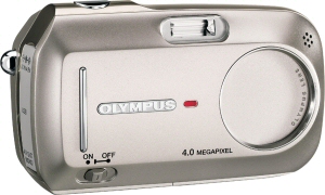 Olympus's D-590 Zoom digital camera. Courtesy of Olympus, with modifications by Michael R. Tomkins. Click for a bigger picture!