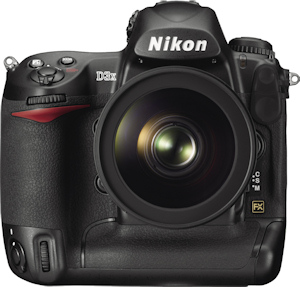 Nikon's D3X digital SLR. Courtesy of Nikon, with modifications by Michael R. Tomkins. Click for a bigger picture!