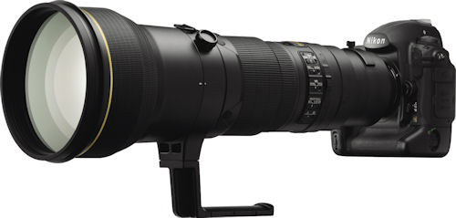 Nikon's D3X digital SLR, shown with AF-S NIKKOR 600mm f/4G ED VR lens attached. Photo provided by Nikon Corp. Click for a bigger picture!