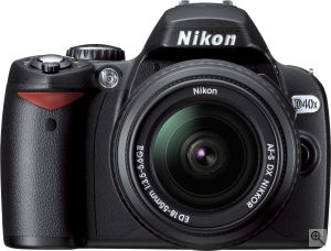 Nikon's D40X digital SLR. Courtesy of Nikon, with modifications by Michael R. Tomkins. Click for a bigger picture!