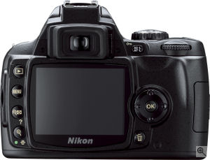 Nikon's D40X digital SLR. Courtesy of Nikon, with modifications by Michael R. Tomkins. Click for a bigger picture!