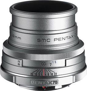 The smc PENTAX-DA 70mm F2.4 Limited Silver. Photo provided by Pentax Imaging Co. Click here for a bigger picture!