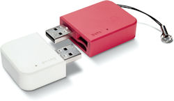 LaCie's Data/Share, showing its microSD (white) and SD (red) portions. Photo provided by LaCie USA. Click for a bigger picture!