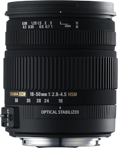 Sigma's 18-50mm F2.8-4.5 DC OS HSM lens. Photo provided by Sigma Corp. Click for a bigger picture!