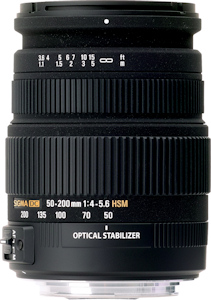 Sigma's 50-200mm F4-5.6 DC OS HSM lens. Photo provided by Sigma Corp. Click for a bigger picture!