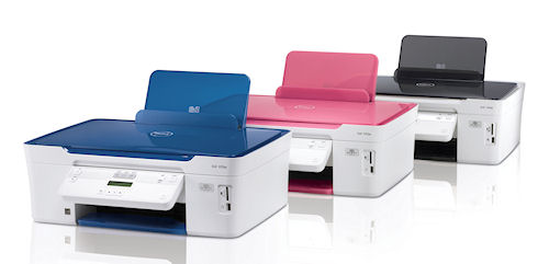 The Dell V313w AIO inkjet printer is available in the U.S.A. and Canada with optional pink/white and blue/white trim. Photo and caption provided by Dell Inc. / BusinessWire. Click for a bigger picture!