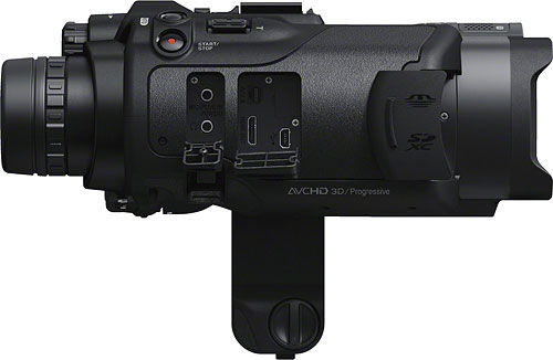 Sony's DEV-3 / DEV-5 binoculars, shown with connector compartments opened. Photo provided by Sony Electronics Inc. Click for a bigger picture!