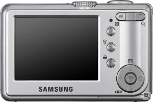 Samsung's Digimax S700 digital camera. Courtesy of Samsung, with modifications by Michael R. Tomkins. Click for a bigger picture!