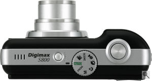 Samsung's Digimax S800 digital camera. Courtesy of Samsung, with modifications by Michael R. Tomkins. Click for a bigger picture!