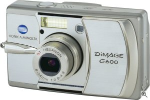 Konica Minolta's DiMAGE G600 digital camera. Courtesy of Konica Minolta, with modifications by Michael R. Tomkins. Click for a bigger picture!
