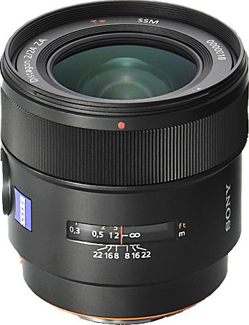 Prototype model of Sony's Carl Zeiss Distagon T 24mm F2 ZA SSM lens. Photo provided by Sony Electronics Inc. Click for a bigger picture!