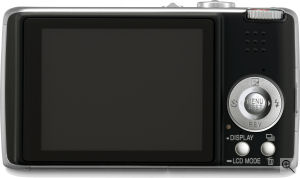 Panasonic's Lumix DMC-FX01 digital camera. Courtesy of Panasonic, with modifications by Michael R. Tomkins. Click for a bigger picture!