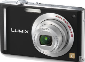 Panasonic's Lumix DMC-FX55 digital camera. Courtesy of Panasonic, with modifications by Michael R. Tomkins. Click for a bigger picture!