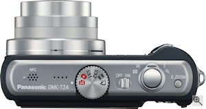 Panasonic's Lumix DMC-TZ4 digital camera. Courtesy of Panasonic, with modifications by Michael R. Tomkins. Click for a bigger picture!